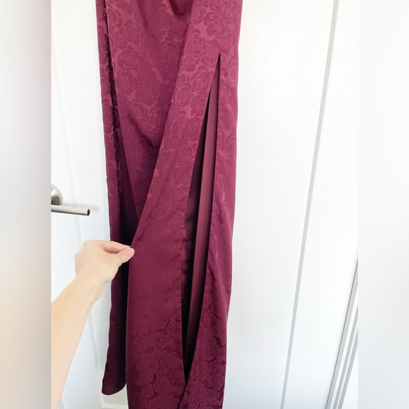 BHLDN Fame and Partners Chrisley Jacquard Halter Dress in Dark Berry - Picture 6 of 14